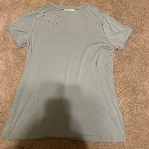Gray Distressed Cut Out Shirt
